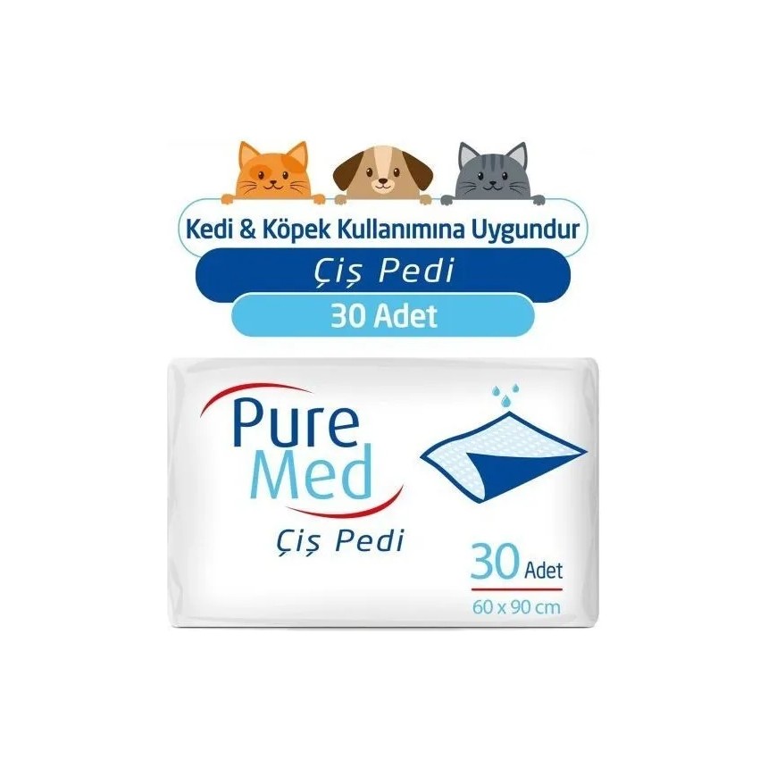 Pure Med 60 x 90 cm Kedi Köpek Çiş Pedi 30 Adet Premium Kalite Evcil Dostlar İçin Özel Evcil Hayvan Ürünleri Fiyatı