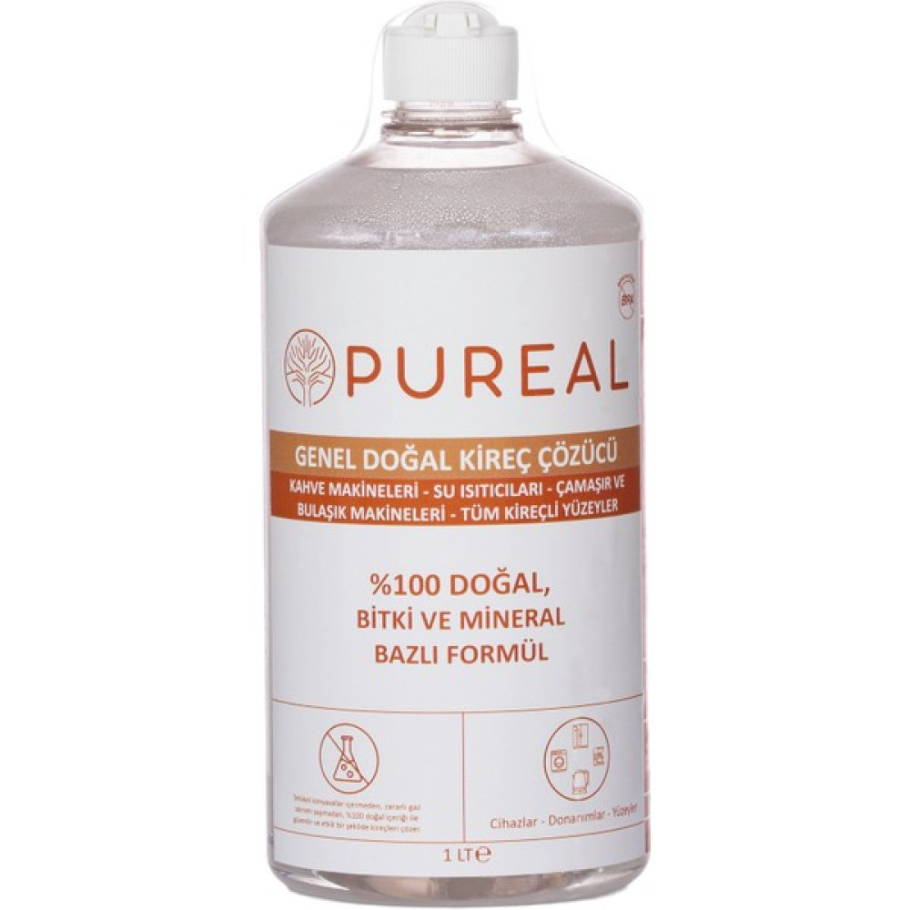 Pureal Doğal Kireç Çözücü - Tüm Kireçli Yüzeyler, Espresso ve Kahve Makineleri - Su Isıtıcıları - 1 lt Çamaşır Makinesi Ürünleri Fiyatı