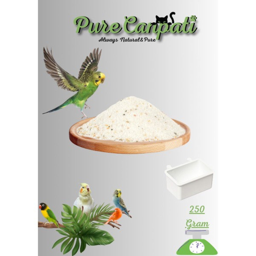 Purecanpati Kuş Kumu(Muhabbet,kanarya,paraket Kuşlar Için Kuş Kumu) - 250 Gram+Küçük Mamalık(1 adet) Evcil Hayvan Ürünleri Fiyatı