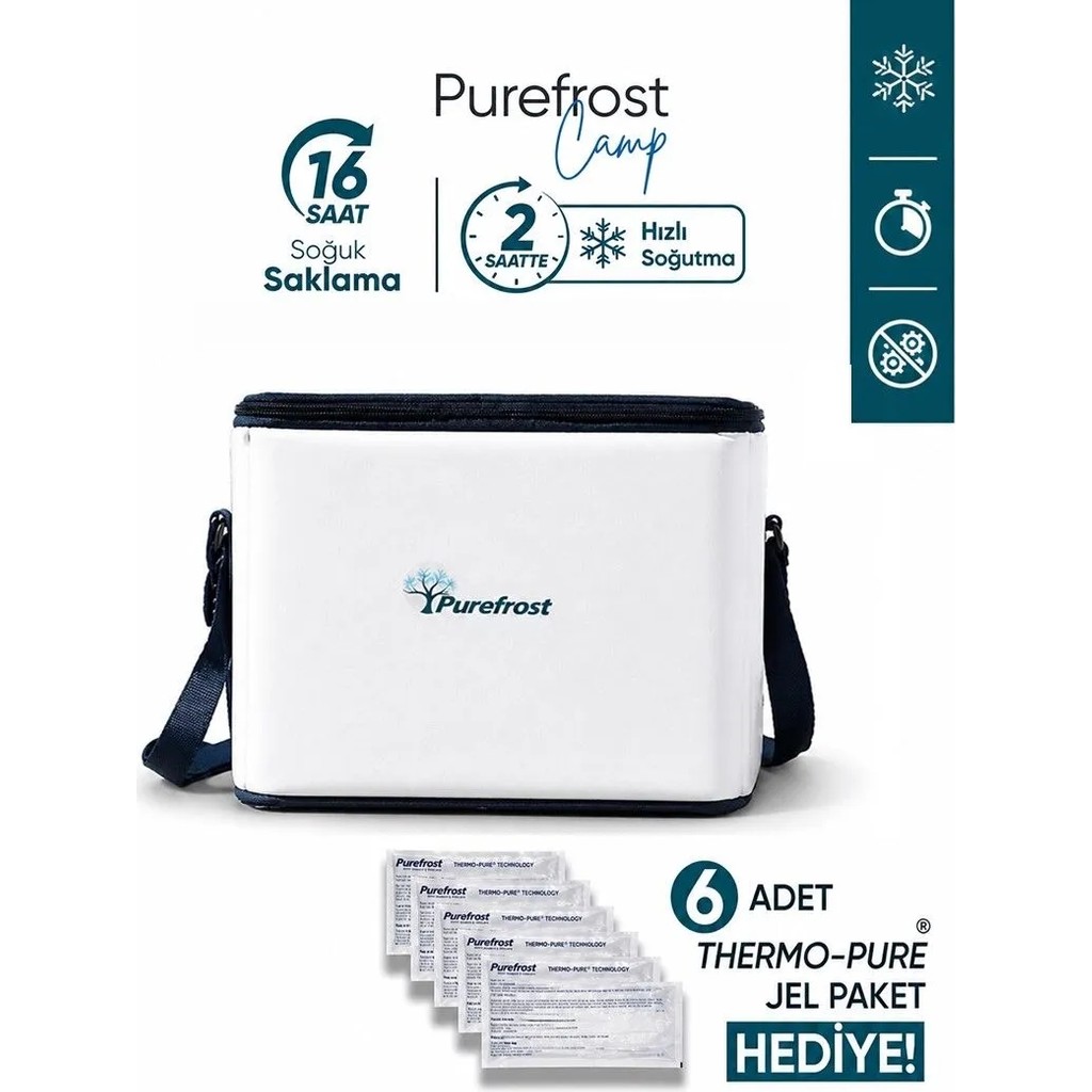 PUREFROST PF15 Kamp&Piknik Katlanır Soğutucu Termal Çanta, Elektriksiz&Buzsuz 16 Saat Soğuk Tutma, 15 Litre + 6 Adet Thermo-Pure Jel Paket Diğer Fiyatı