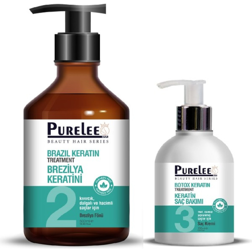 Purelee Saç Düzleştirici Keratin Bakımı Brezilya Fönü 500 ml + Hair Botox 250 ml Şampuan ve Saç Kremi Fiyatı