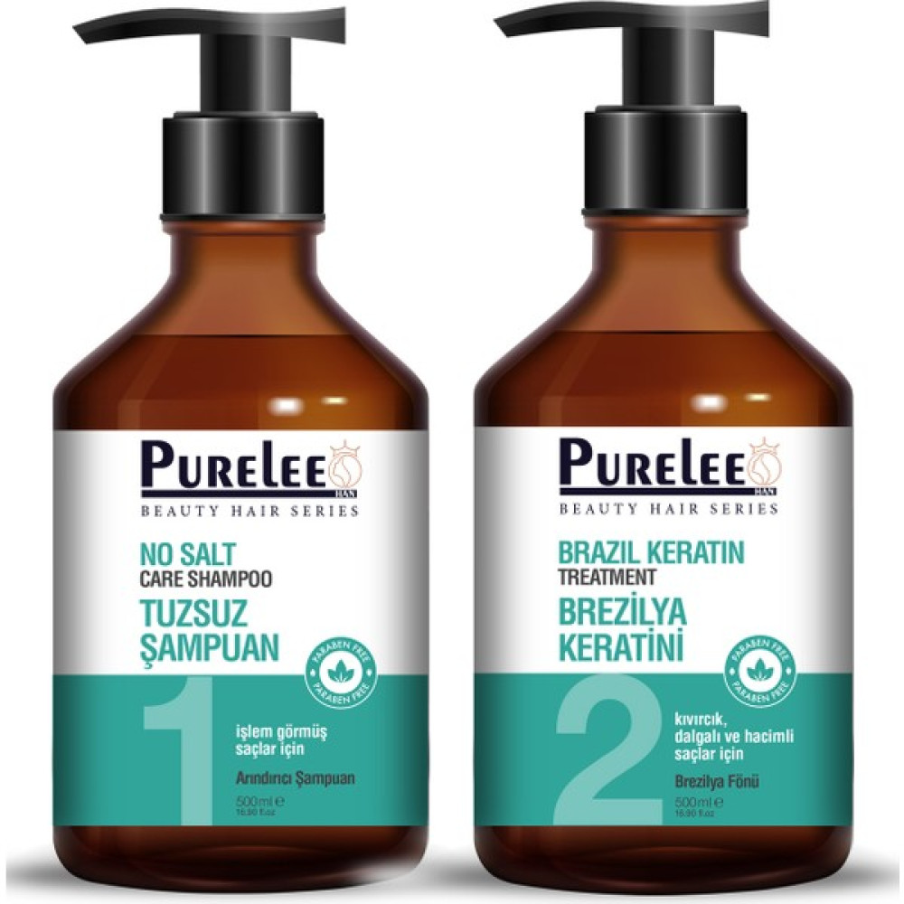 Purelee Saç Düzleştirici Keratin Bakımı Brezilya Fönü & Parabensiz Proteinli Tuzsuz Şampuan Seti Şampuan ve Saç Kremi Fiyatı