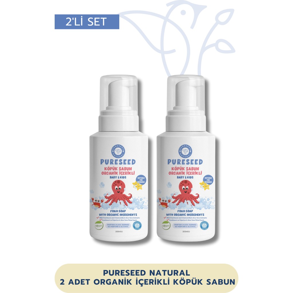 Pureseed Natural 2li Set - 2 Adet Organik Içerikli Köpük Sabun 300 ml Diğer Fiyatı