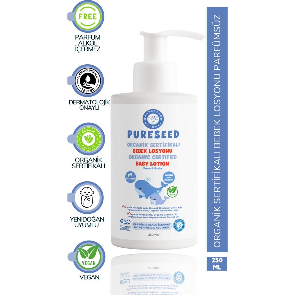 Pureseed Natural Organik Sertifikalı Bebek Losyonu - Parfümsüz - 250 ml Diğer Fiyatı