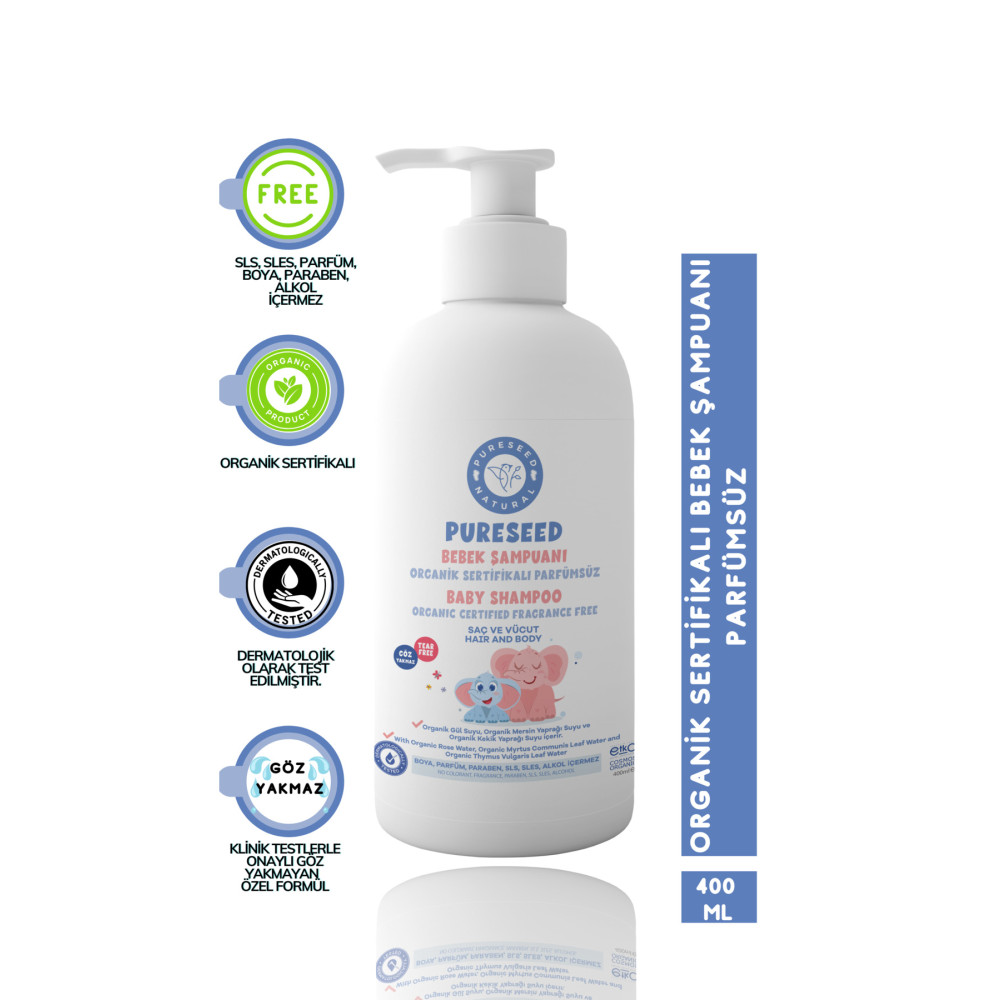 PURESEED NATURAL Organik Sertifikalı Bebek Şampuanı Parfümsüz - 400 ml Bebek Şampuanı Fiyatı