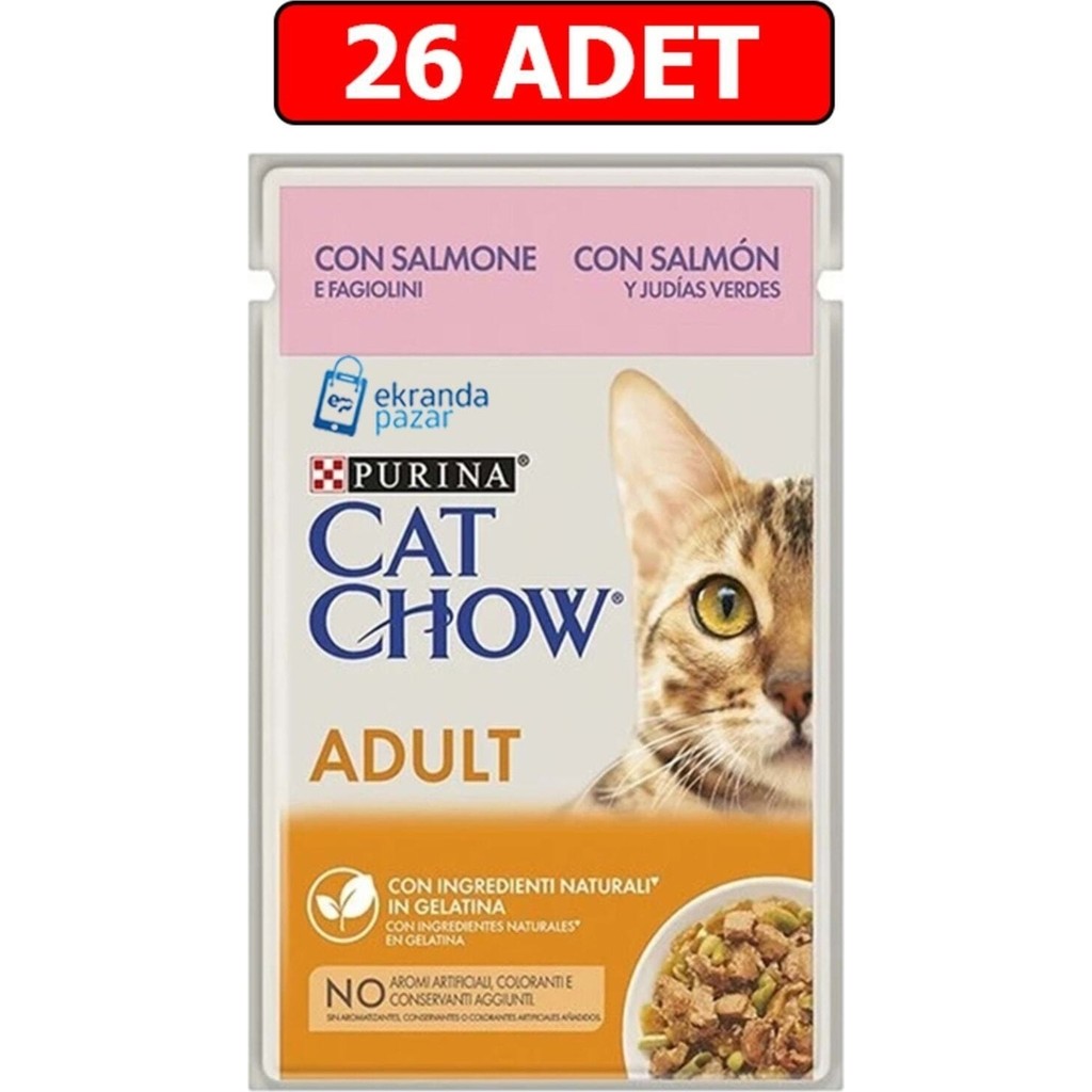 Purina Cat Chow 85gr Somon ve Yeşil Fasulyeli Yetişkin Kedi Islak Maması 26 Adet Premium Kalite Evcil Hayvan Ürünleri Fiyatı
