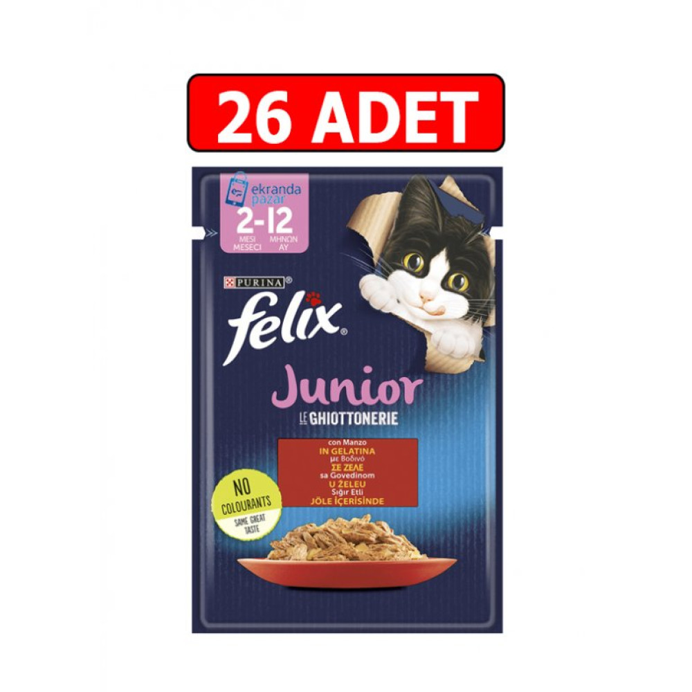 Purina Felix Sigir Etli Junior Yavru Kedi İslak Mamasi 85Gr 26Adet Kedi Yas Mama Kedi Pouch Konserve Evcil Hayvan Ürünleri Fiyatı