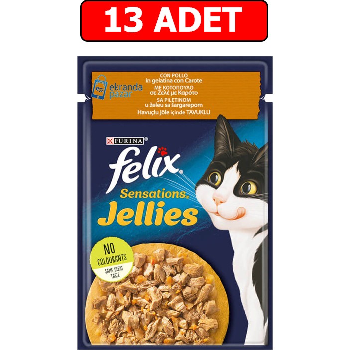 Purina Felix Tavuklu Havuçlu Yaş Kedi Maması 85GR 13 Adet Pouch Kedi Konserve Kedi Islak Maması Evcil Hayvan Ürünleri Fiyatı
