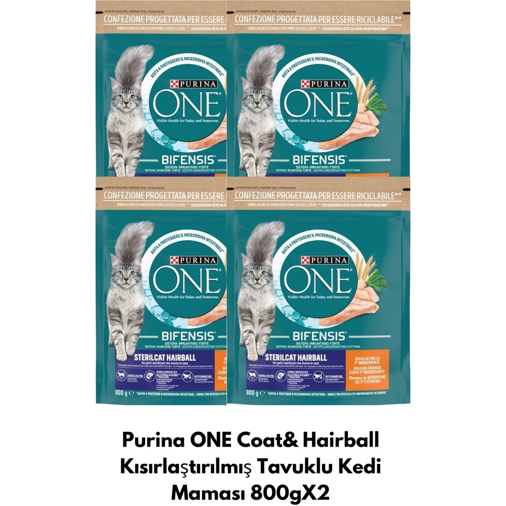 Purina One Coat& Hairball Kısırlaştırılmış Tavuklu Kedi Maması 800GX4 Evcil Hayvan Ürünleri Fiyatı