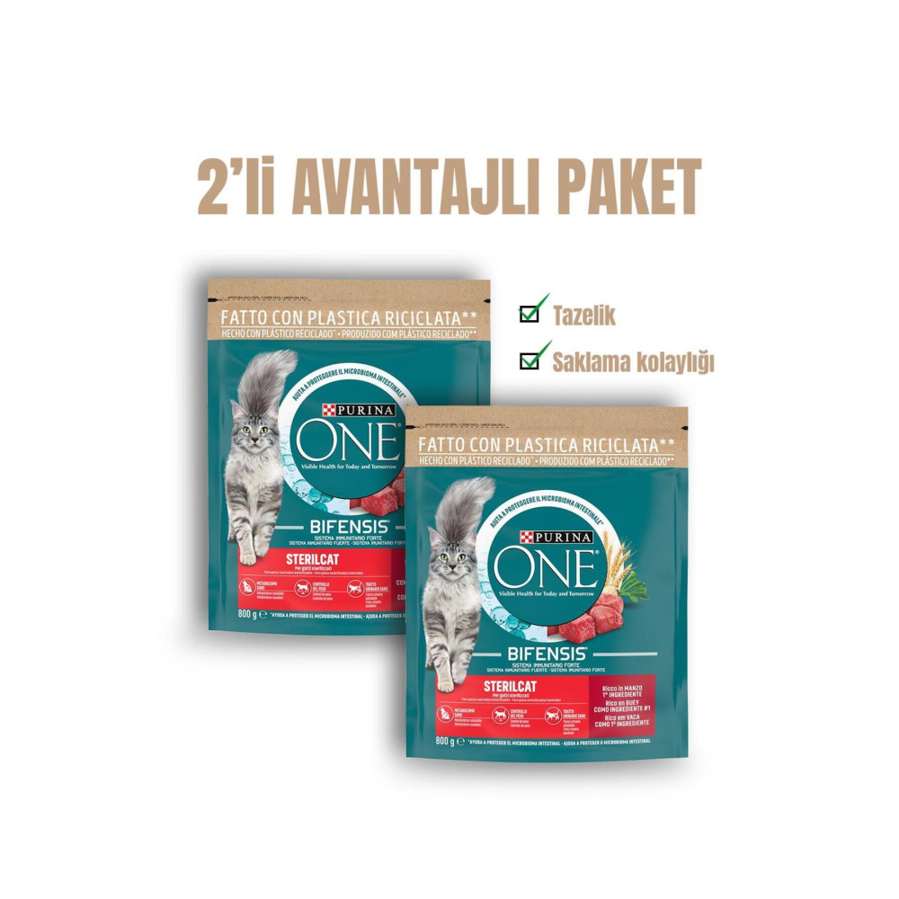Purina One Sığır Etli Kısırlaştırılmış Yetişkin Kedi Maması 800 Gr x 2Ad Evcil Hayvan Ürünleri Fiyatı