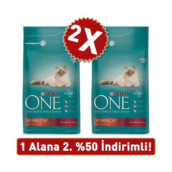 Purina One Sterilised Sığır Etli Kısırlaştırılmış Kedi Maması 2 Adet X 1.5 Kg Evcil Hayvan Ürünleri Fiyatı