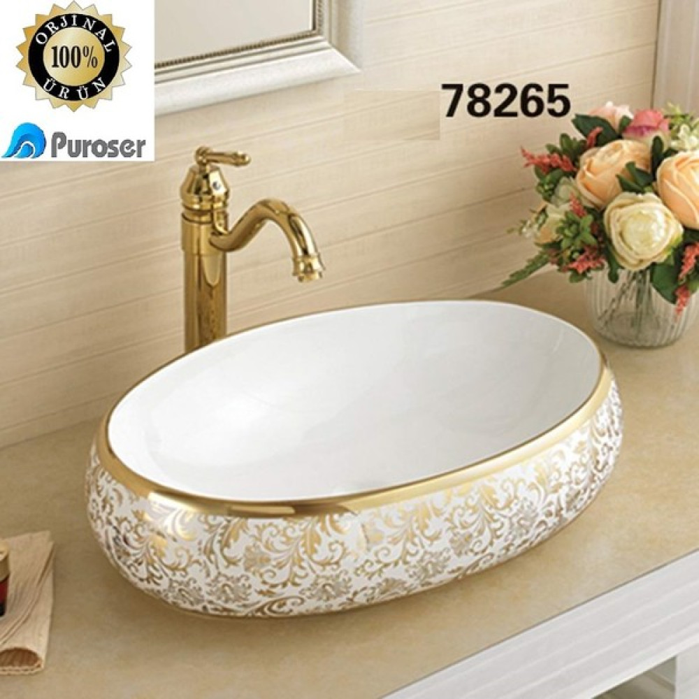Puroser Flower Tezgah Üstü Çanak Lavabo - Parlak Beyaz - Yok Lavabo Fiyatı