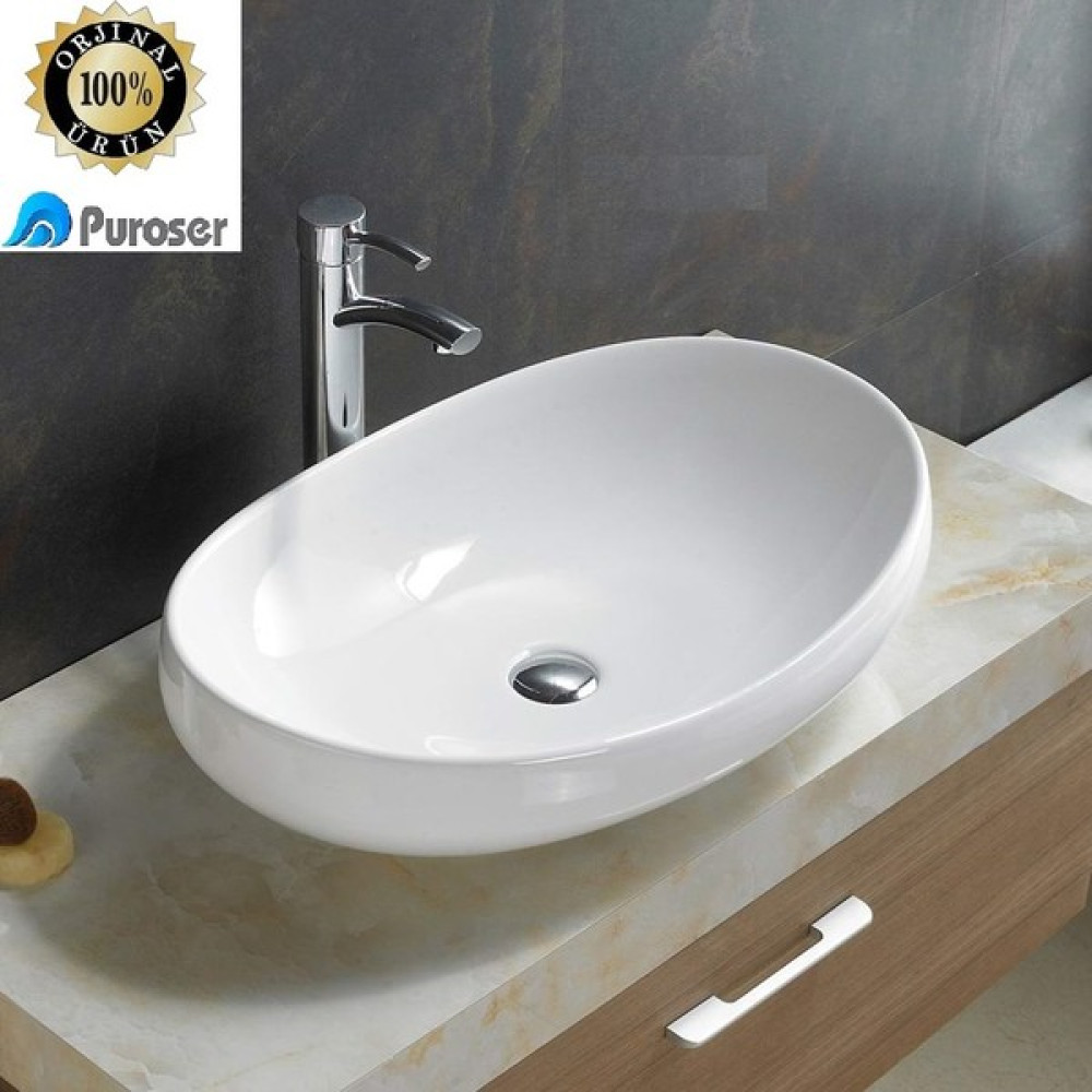 Puroser Kaş Tezgah Üstü Çanak Lavabo - Parlak Beyaz - Yok Lavabo Fiyatı