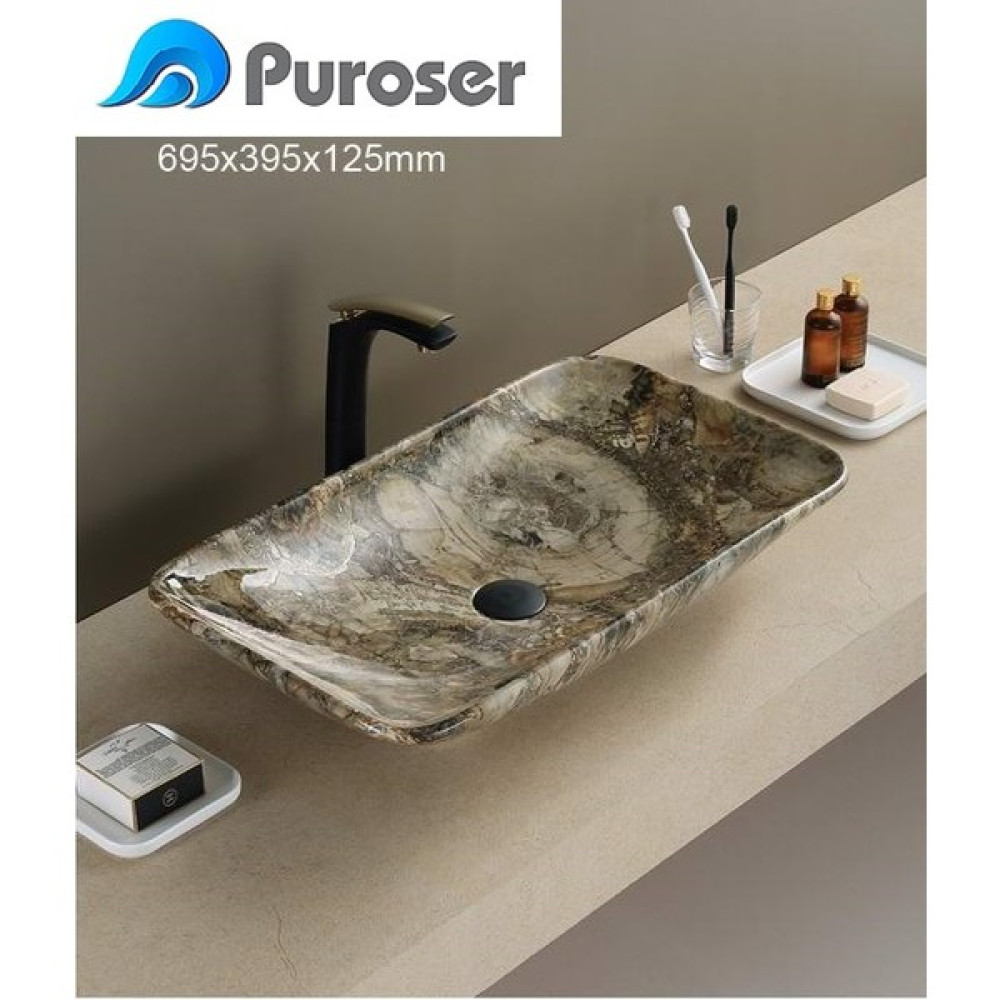 Puroser Marbel Tezgah Üstü Çanak Lavabo - Parlak Beyaz - Yok Lavabo Fiyatı