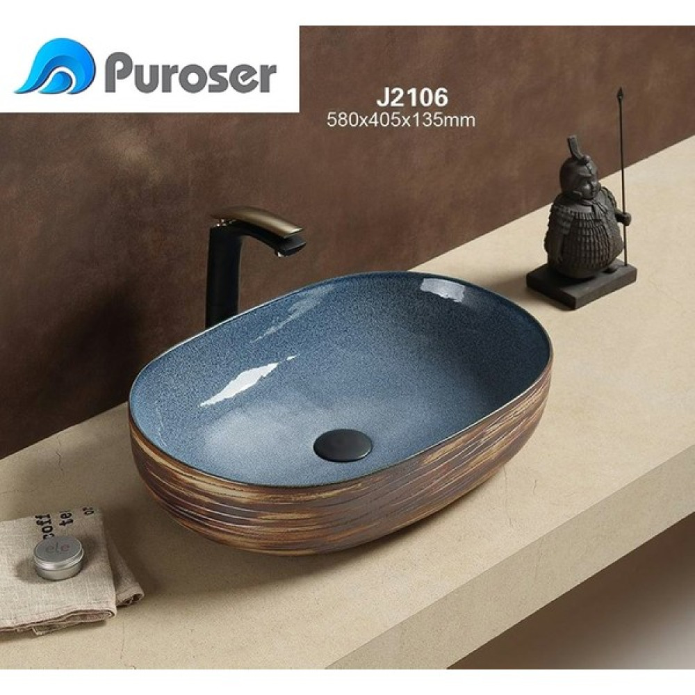 Puroser Stone Blue Tezgah Üstü Çanak Lavabo Lavabo Fiyatı