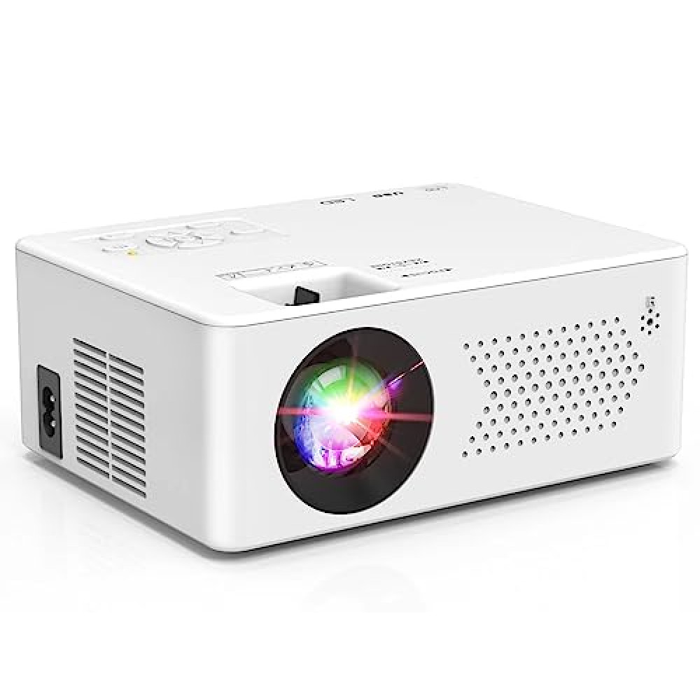 PURSHE Projector, Mini Projector 50%-100% Zoom, Two-way Bluetooth Full HD 1080P Supported, Portable Projector for Bedroom, Outdoor Movies, Compatible with TV Stick/HDMI/Smartphone/USB/Game Console