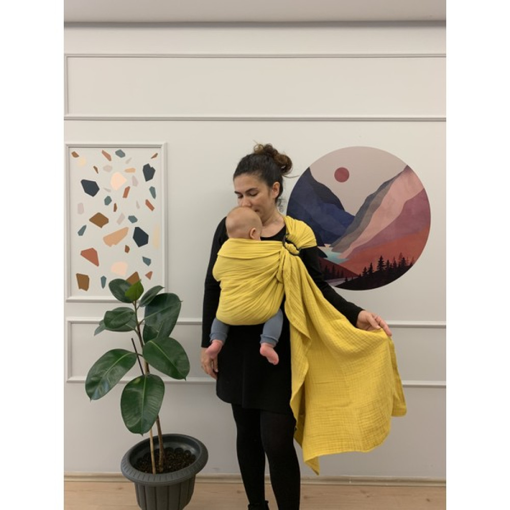 Puruti Baby 4 Kat Müslin %100 Pamuk Halka Sling Hardal Bebek Arabası ve Pusetler Fiyatı