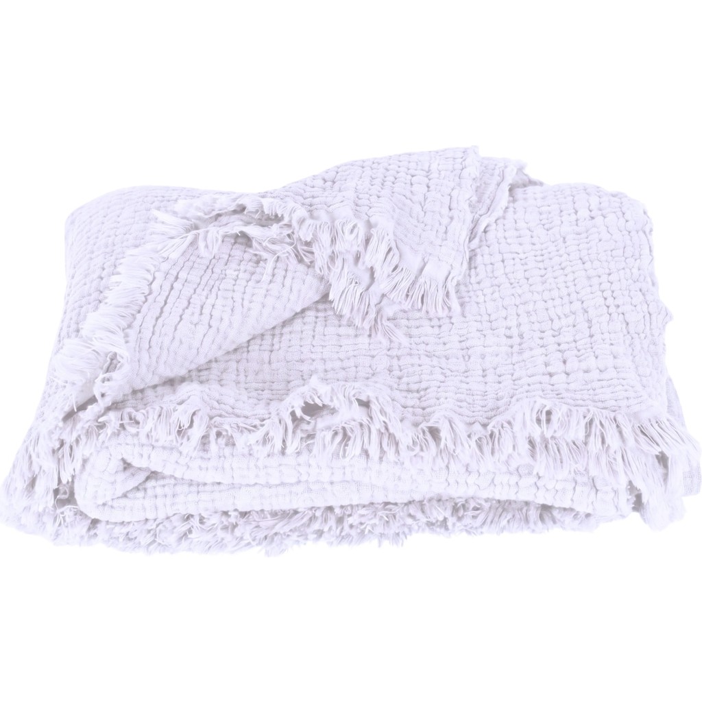 Püskül Lüks Muslin Koltuk Battaniyesi, Atma Throw TV Battaniye, 100% Pamuk Yüksek Kaliteli Muslin Pike Koltuk Örtüsü Şalı - Beyaz - 140 x 180 cm SSD / Solid State Drive Fiyatı
