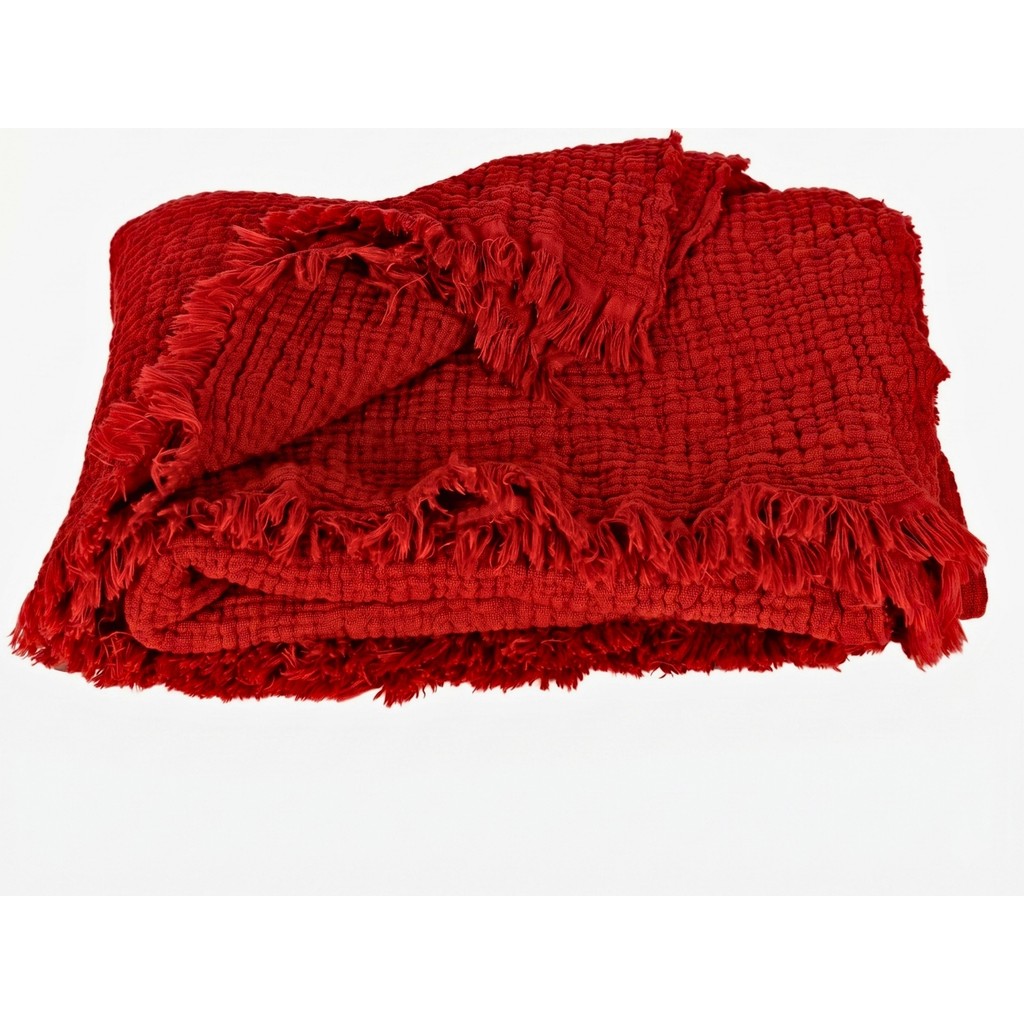 Püskül Lüks Muslin Koltuk Battaniyesi, Atma Throw TV Battaniye, 100% Pamuk Yüksek Kaliteli Muslin Pike Koltuk Örtüsü Şalı - Kırmızı - 140 x 180 cm SSD / Solid State Drive Fiyatı