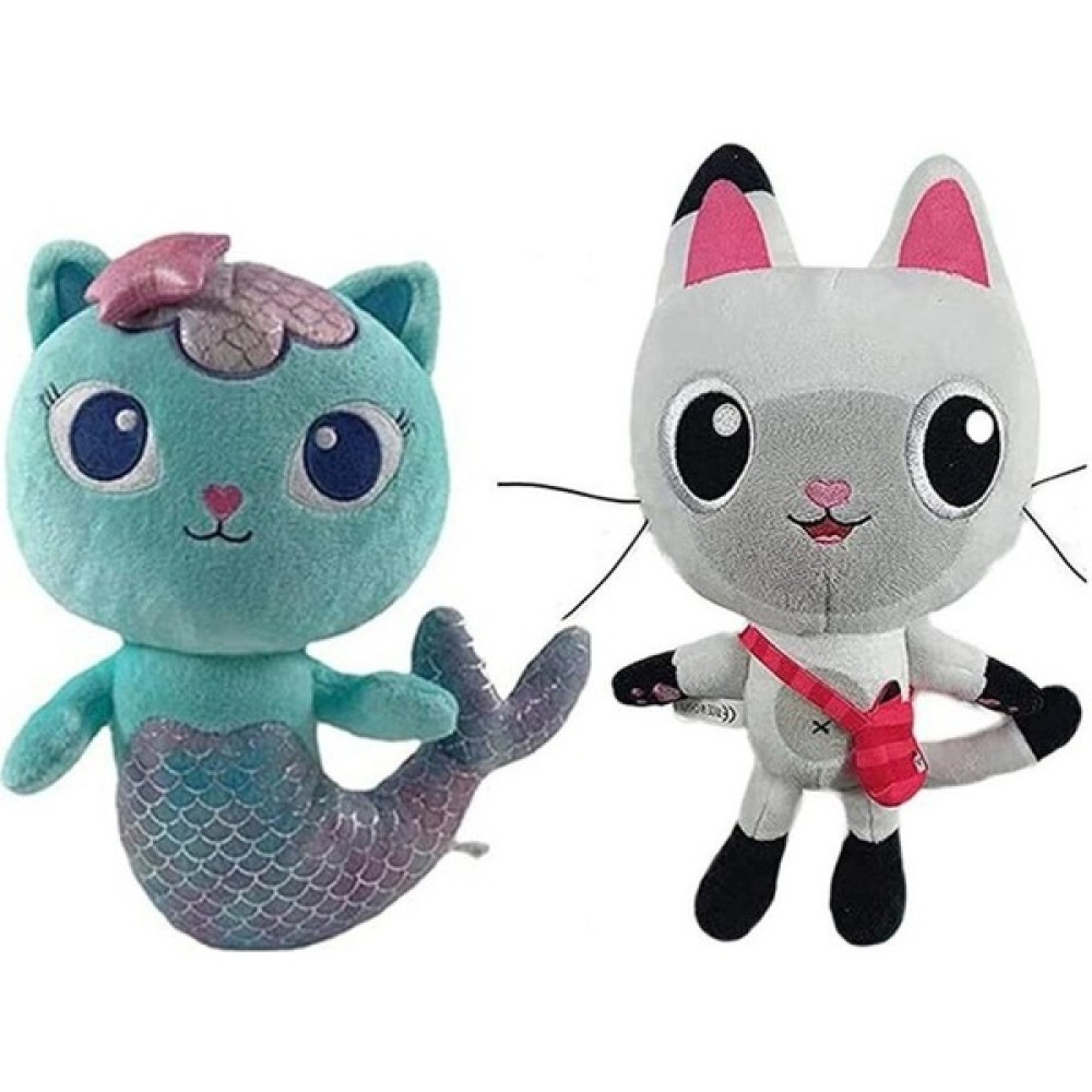 Pustaty 2'li 25 cm Anime Gabby Dollhouse Peluş Oyuncak (Yurt Dışından) - Beyaz - Yeşil Peluş Oyuncaklar Fiyatı