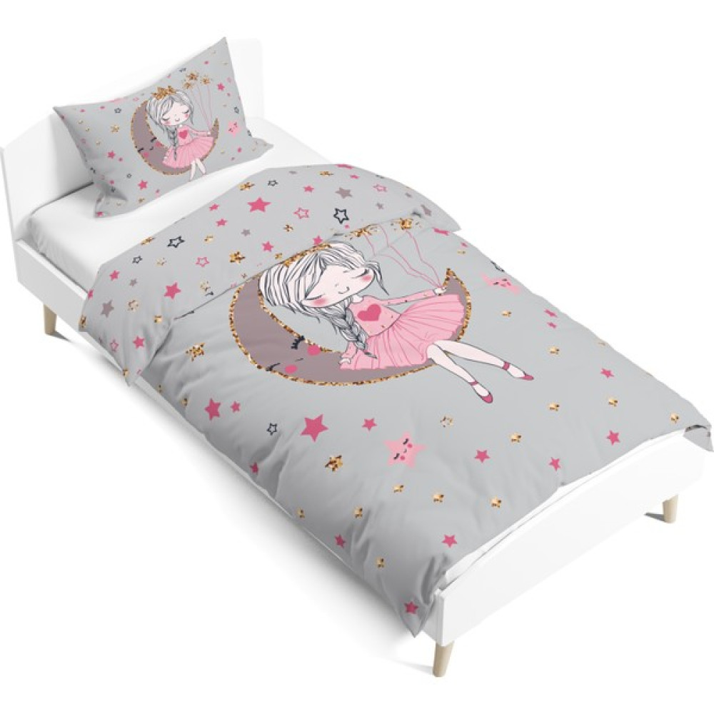 Pusula Home Ayda Oturan Kız Çift Tarafı Dijital Baskılı Tek Kişilik Nevresim Takımı | Çocuk Nevresim Takımı - Gri - 160 x 220 cm Nevresim Takımı Fiyatı
