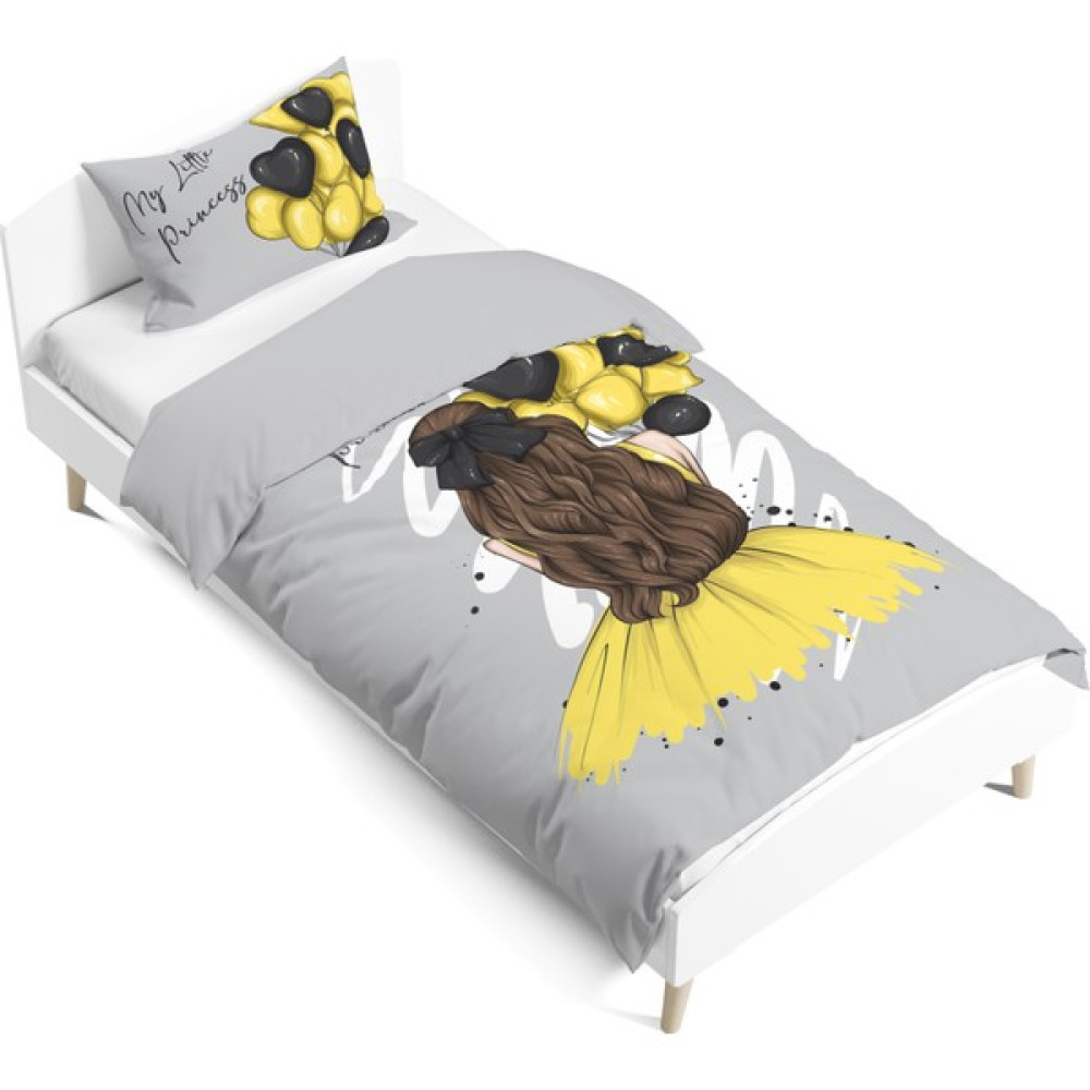 Pusula Home Balonlu Kız Çift Tarafı Dijital Baskılı Tek Kişilik Nevresim Takımı | Çocuk Nevresim Takımı - Gri - 160 x 220 cm Nevresim Takımı Fiyatı