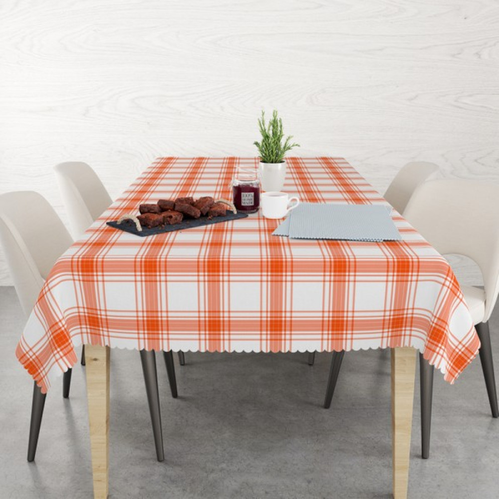 Pusula Home Büyük Ekose Desenli Masa Örtüsü | Sofra Bezi | Piknik Örtüsü - Turuncu - 140 x 180 cm Masa Örtüsü Fiyatı