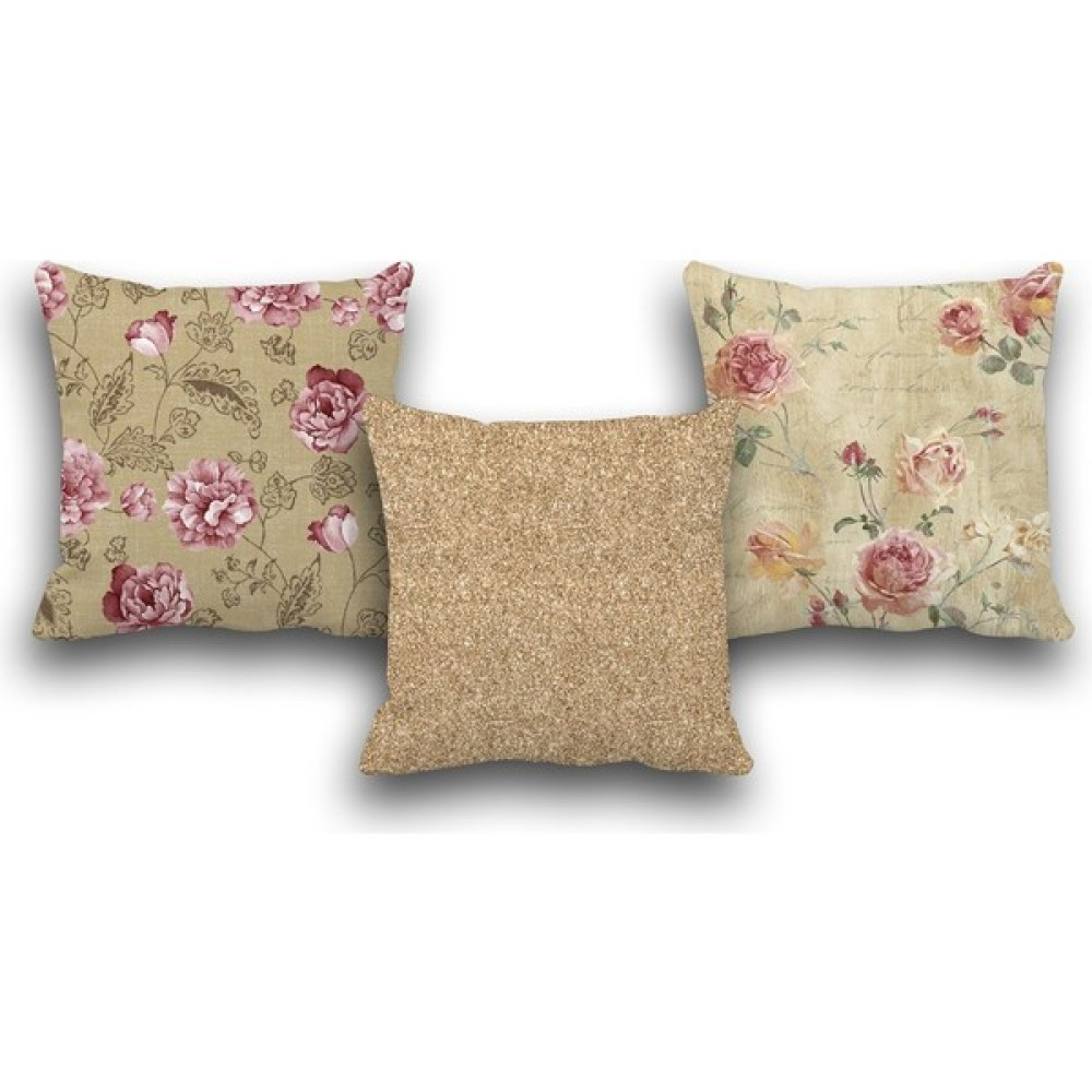 Pusula Home Çift Taraflı 3 Lü Set Çiçek ve Sim Efektli Dijital Baskılı Kırlent Kılıfı 50 x 50 - Renkli - 50 x 50 cm Kırlent / Mobilya Yastığı Fiyatı