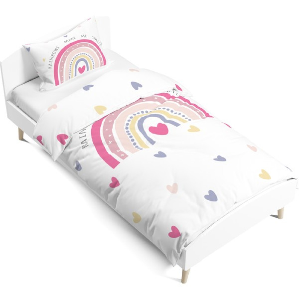 Pusula Home Gökkuşağı Çift Tarafı Dijital Baskılı Tek Kişilik Nevresim Takımı | Çocuk Nevresim Takımı |çarşafsız - Pembe - 160 x 220 cm Nevresim Takımı Fiyatı