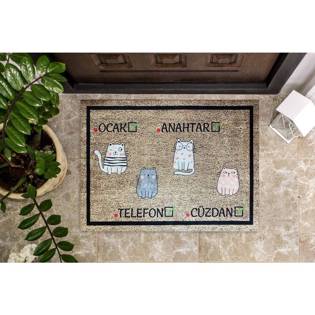 Pusula Home Hatırlatıcı Kaymaz Taban Kapı Önü Paspası - Renkli - 45 x 60 cm Araca Özel Paspaslar Fiyatı