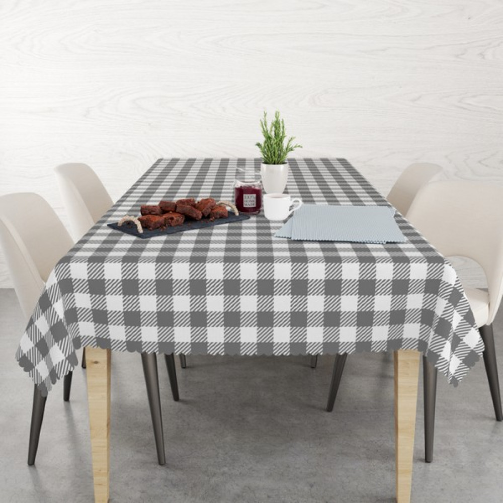 Pusula Home Kareli Çizgili Masa Örtüsü | Sofra Bezi | Piknik Örtüsü | Dertsiz - Gri - 140 x 180 cm Masa Örtüsü Fiyatı