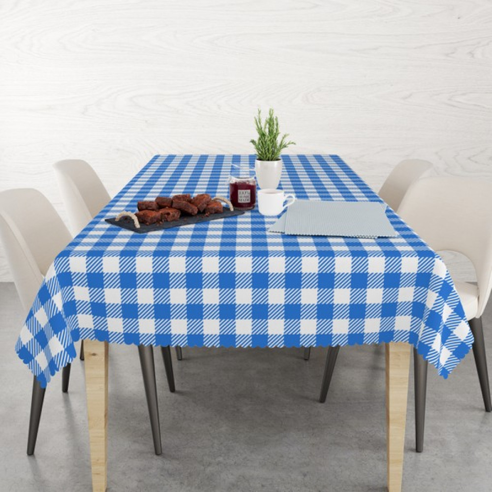 Pusula Home Kareli Çizgili Masa Örtüsü | Sofra Bezi | Piknik Örtüsü | Dertsiz - Mavi - 140 x 180 cm Masa Örtüsü Fiyatı