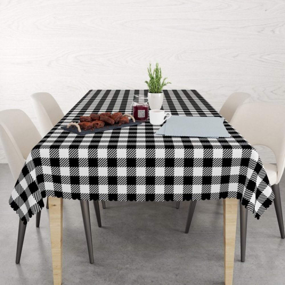 Pusula Home Kareli Çizgili Masa Örtüsü | Sofra Bezi | Piknik Örtüsü | Dertsiz - Siyah - 140 x 180 cm Masa Örtüsü Fiyatı