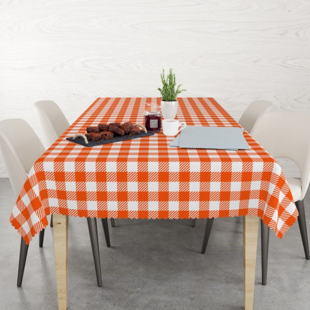 Pusula Home Kareli Çizgili Masa Örtüsü | Sofra Bezi | Piknik Örtüsü | Dertsiz - Turuncu - 140 x 180 cm Masa Örtüsü Fiyatı