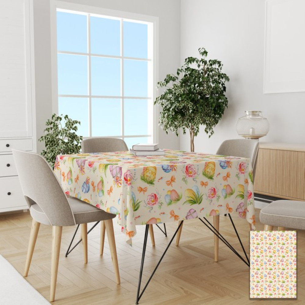 Pusula Home Paskalya Boyalı Yumurtalar Dertsiz Masa Örtüsü - 120 x 150 cm - Renkli Masa Örtüsü Fiyatı