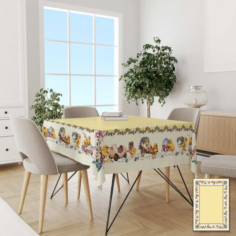 Pusula Home Paskalya Temalı Sevimli Civcivler Dertsiz Masa Örtüsü - 120 x 150 cm - Renkli Masa Örtüsü Fiyatı