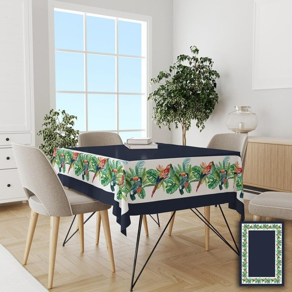 Pusula Home Tropikal Desenli Kolay Temizlenebilir Leke Tutmaz Dertsiz Masa Örtüsü - Renkli - 140 x 180 cm Masa Örtüsü Fiyatı