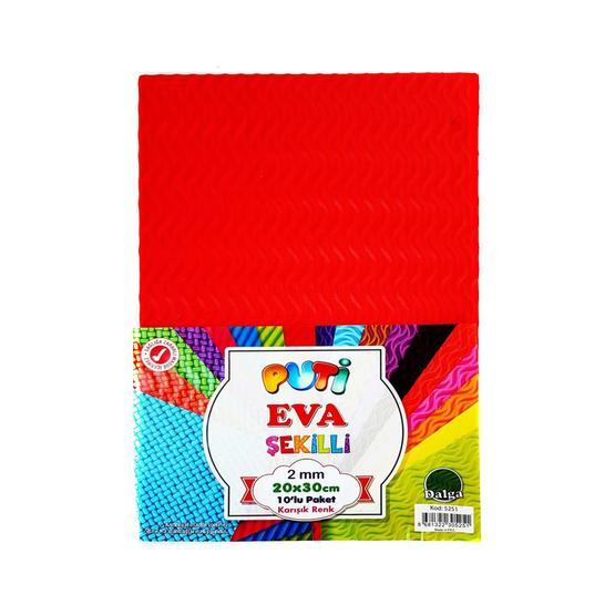 Puti 5251 A4 10'lu Karışık Renk Dalga Eva