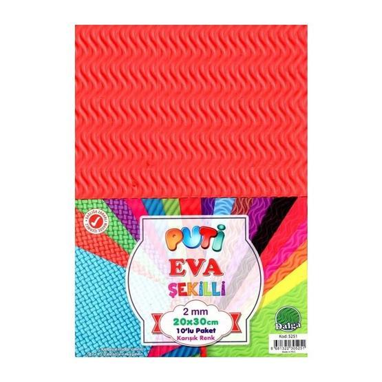 Puti 5251 A4 10'lu Karışık Renk Dalga Eva