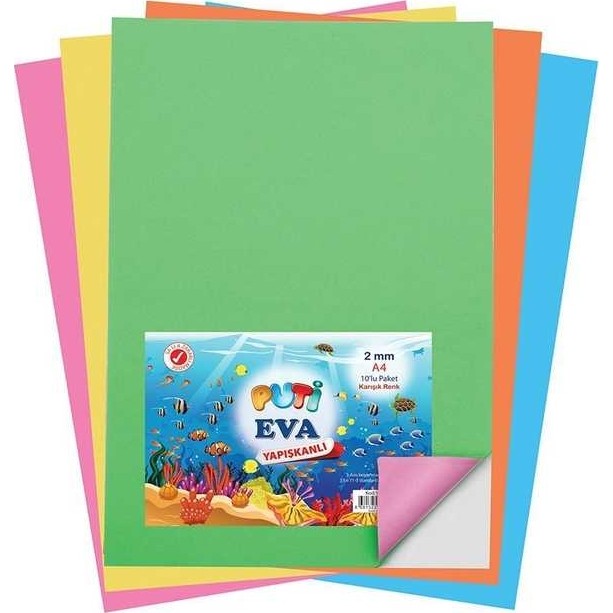 Puti Eva A4 Yapışkanlı Eva 10'lu Karışık Renk Diğer Fiyatı