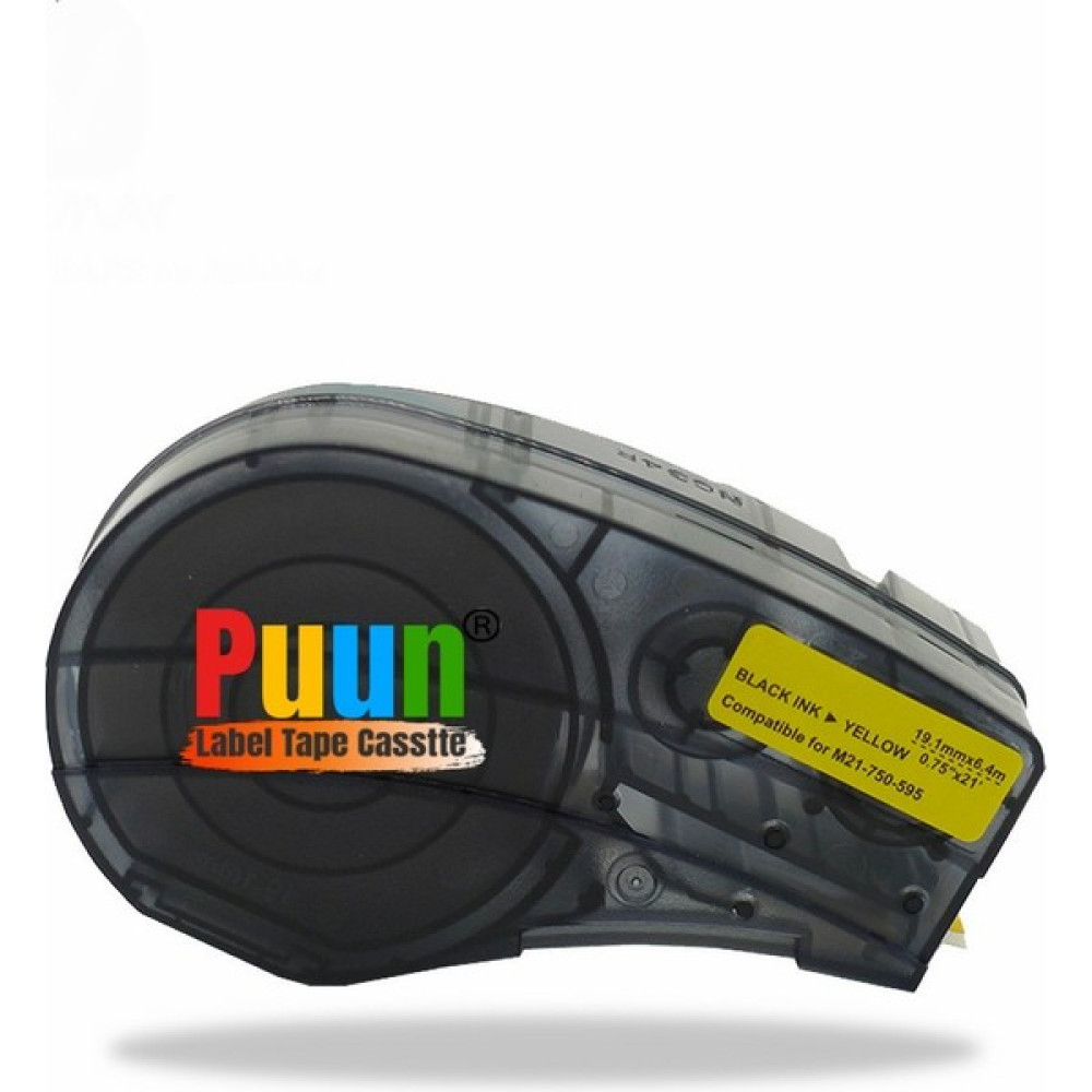 Puun Brady M21-750-595-YL 142811 Vinil Güçlü Yapışkanlı Sarı Üzerine Siyah 19.05MM x 6,4m Muadil Şerit Etiket Kaseti Etiket Makinesi Fiyatı