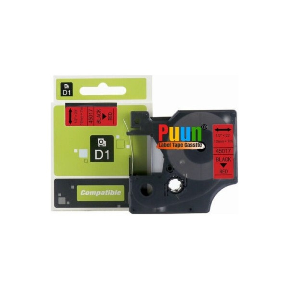 Puun Dymo Labelmanager Serisi Elektronik Etiketleme Makinesi D1 45017 S0720570 12MM x 7 Mt. Muadil Kırmızı Etikete Siyah Yazı Şerit Etiket Kaseti Etiket Makinesi Fiyatı