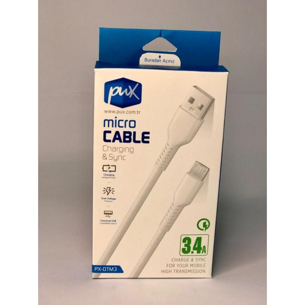 Pux 5px-Dtm3 3.4A Mıcro USB Data Şarj Kablosu Cep Telefonu Kablosu Fiyatı