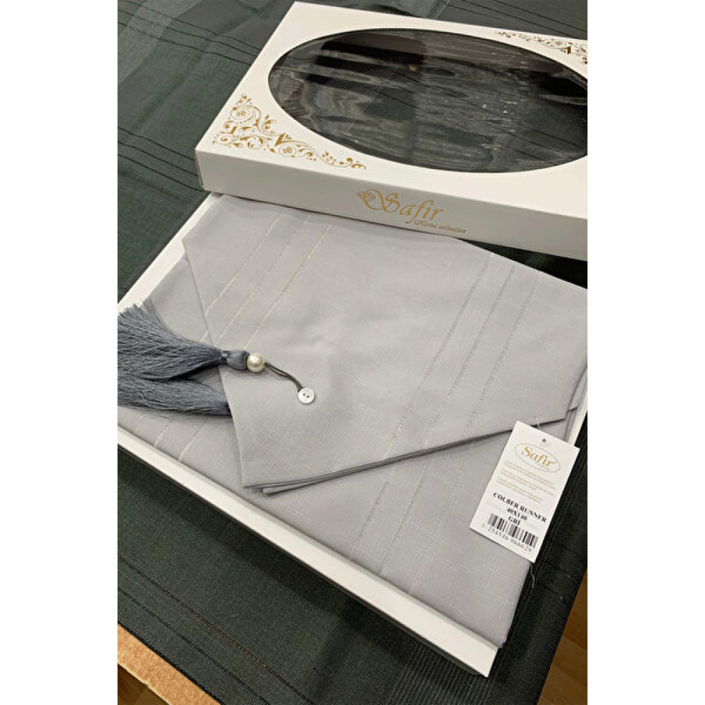 pw pink white Runner Spor Tasarım Çizgili Colber - Gri - 40 x 100 cm Masa Örtüsü Fiyatı