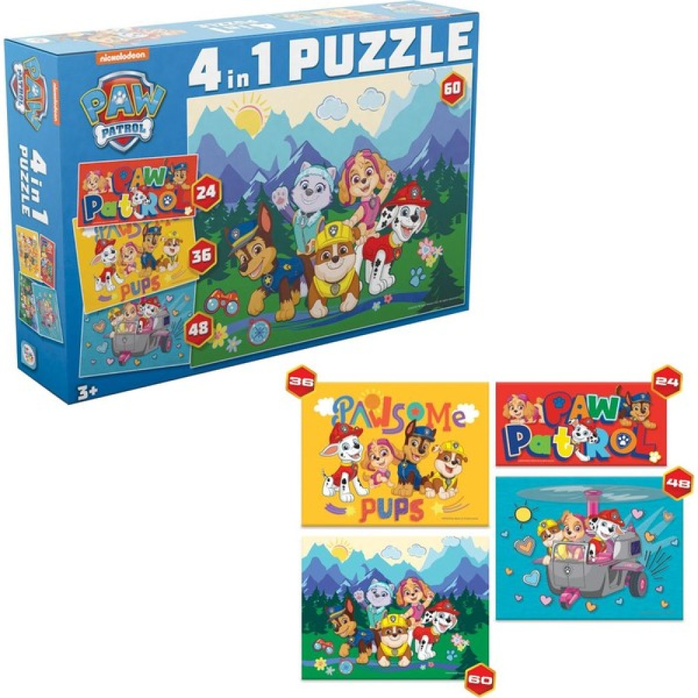 PW7931 Paw Patrol 4 ü 1 arada Çocuk Puzzleları 168 Parça Eğitici Oyuncak Fiyatı
