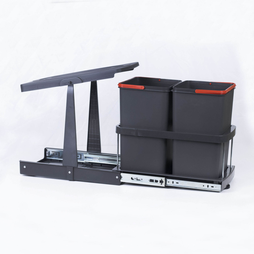 Pyramith Antrasit 12+12 Litre Teleskopik Raylı Çöp Kovası (P9153) Oto, Bahçe, Yapı Market Fiyatı
