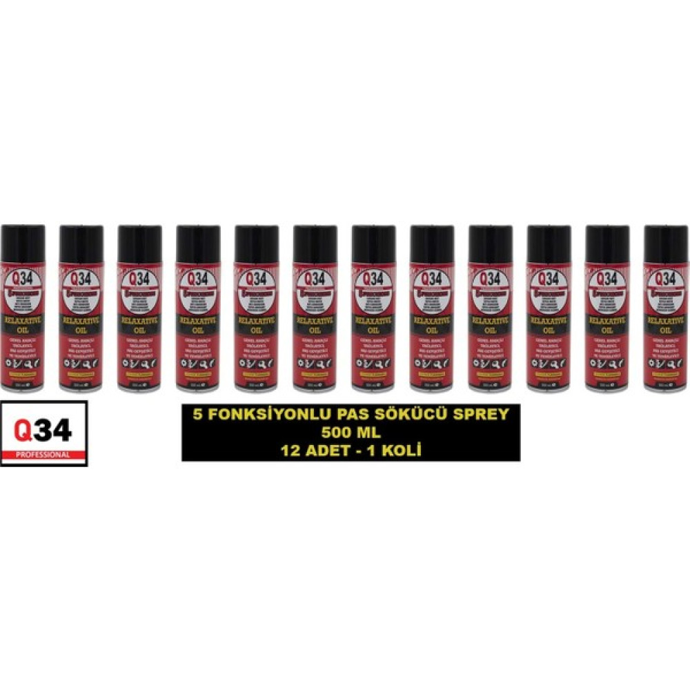 Q34 5 Fonksiyonlu Pas Sökücü Sprey 500 ml - 12 Adet Oto Boyaları Fiyatı
