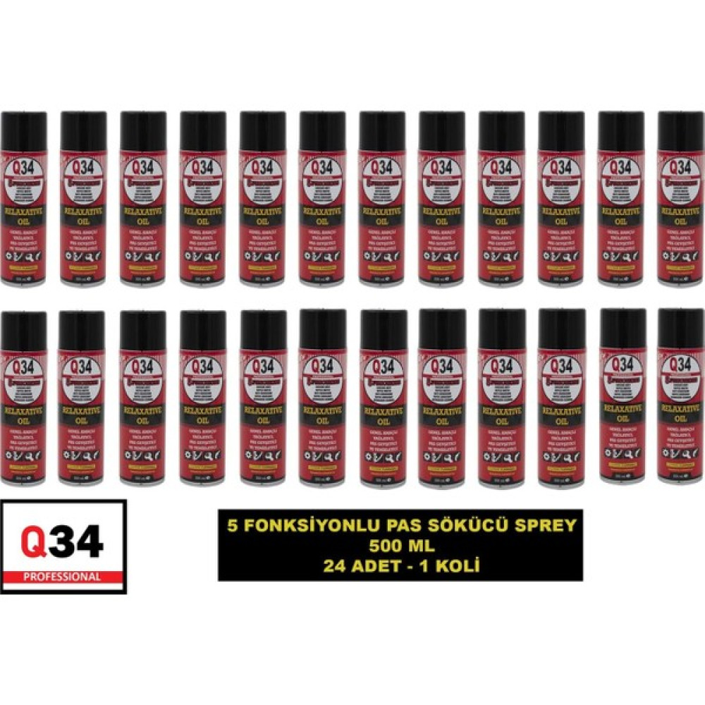 Q34 5 Fonksiyonlu Pas Sökücü Sprey 500 ml - 24 Adet Oto Boyaları Fiyatı