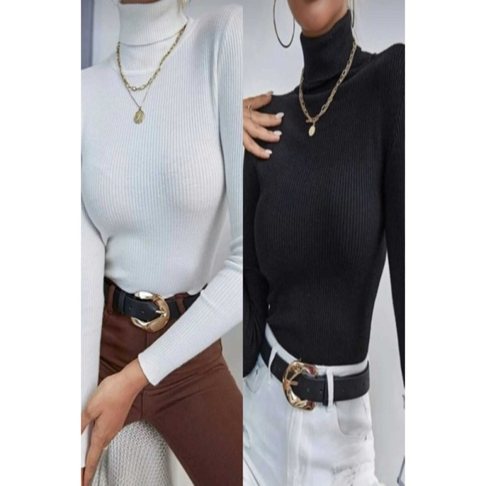 Qalina Life 2 Li Set Unisex Full Likralı Esnek Gramajlı Boğazlı Kazak Bayan Kazak & Süveter & Triko Fiyatı