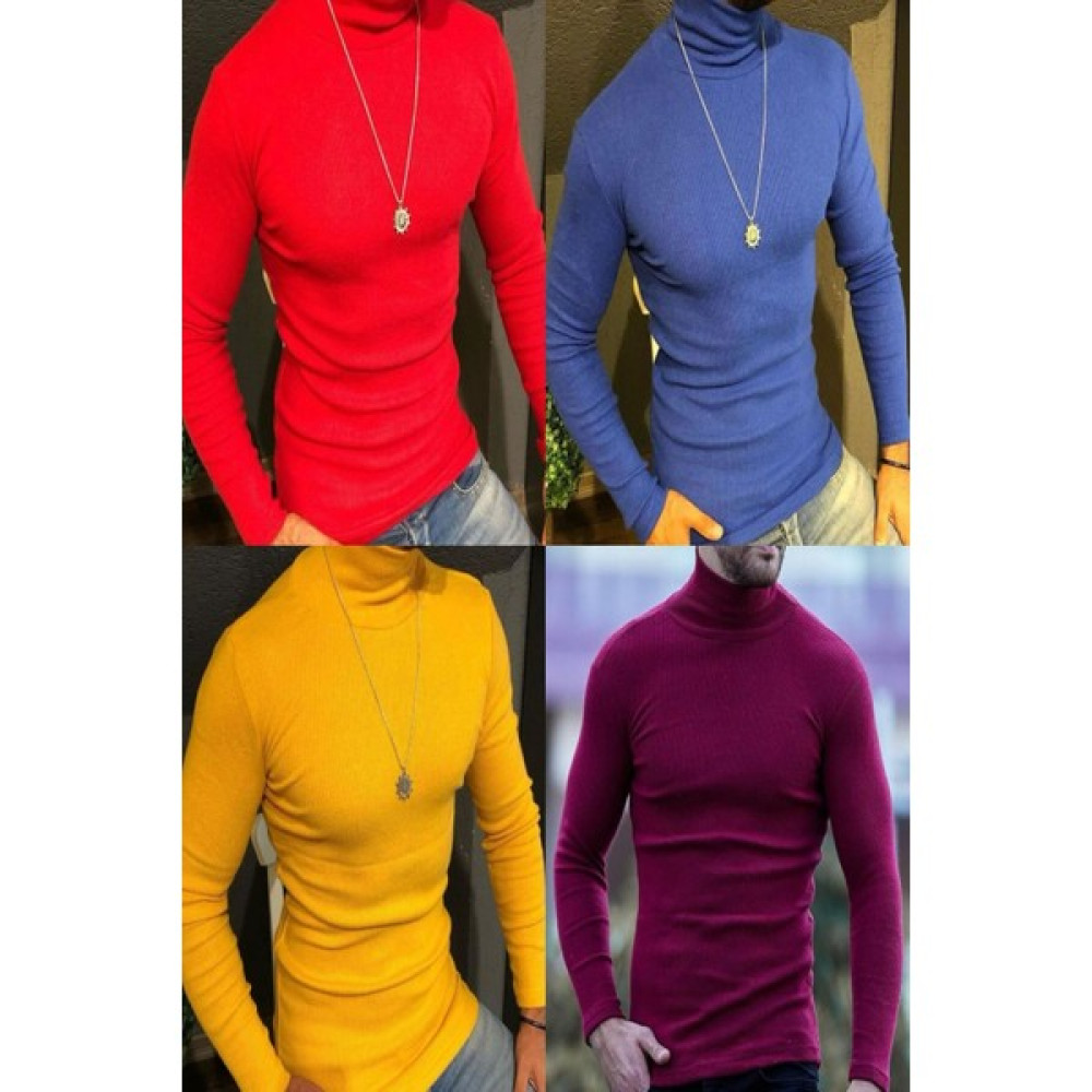 Qalina Life 4 Lü Set Unisex Full Likralı Esnek Gramajlı Kalın Boğazlı Kazak Erkek Kazak & Süveter & Triko Fiyatı